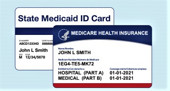 A medicare id card and an insurance card.